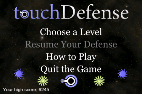 Introduction screen for touchDefense.